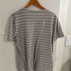 All Saints Gray Striped Short Sleeve Tee